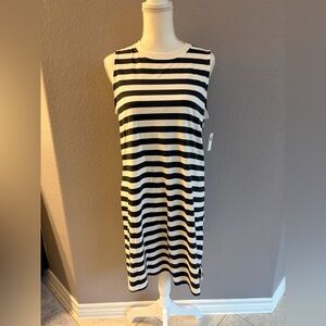 Old Navy Black & White Sleeveless Striped Midi Dress